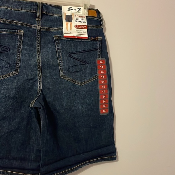 Seven7 Sunset Bermuda Torino Blue Denim Shorts size 14 - Picture 13 of 16